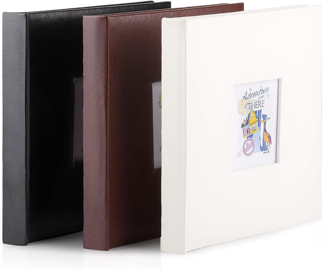 Leather Scrapbook Album DIY Set Scrap Book Album Hardcover Pictures Book 10.5"x10.5",DIY,Handmade for Anniversary,Family Memories,Couples,Friend&Baby,Accommodates 3x5 to 8x10 Photos (Leather-brown)