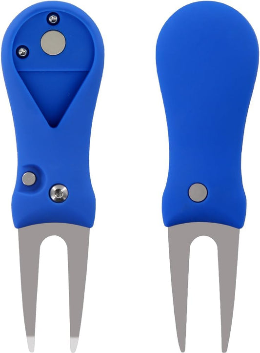 Myartte Golf Divot Repair Tool Switchblade Divot Tools with Golf Ball Marker Pop-up Buttom Zinc Alloy for Repairing The Golf Green