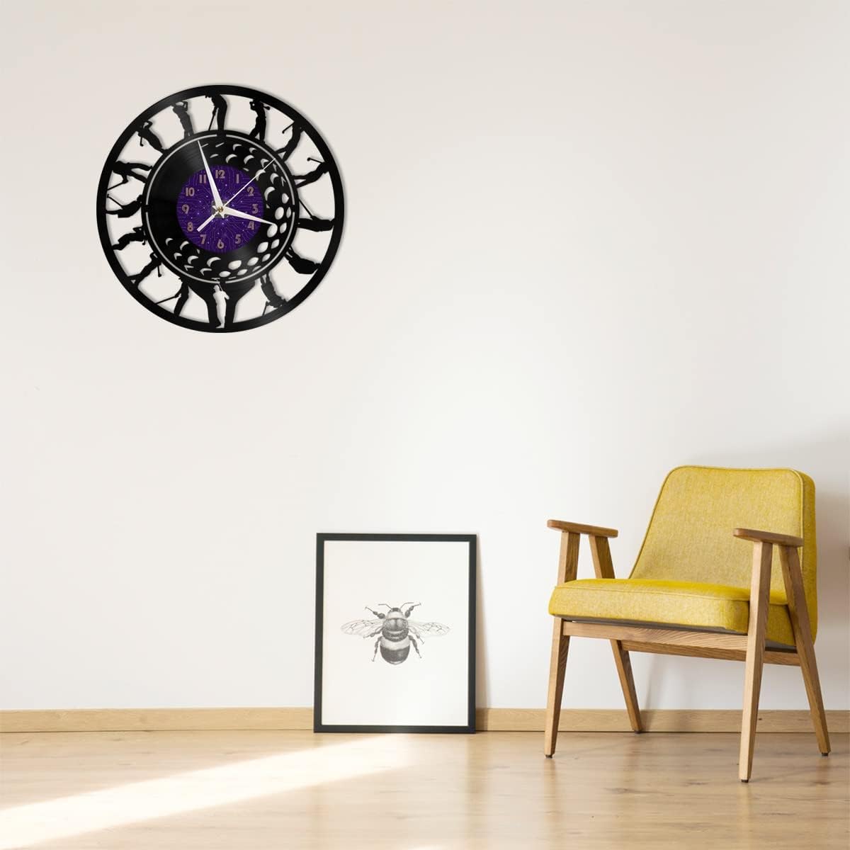 Generic Golf 2 Decoration Vinyl Wall Clock, Vinyl Record Clock Wall Art Silent & Non-Ticking(12 inchs P), without LED, Purple