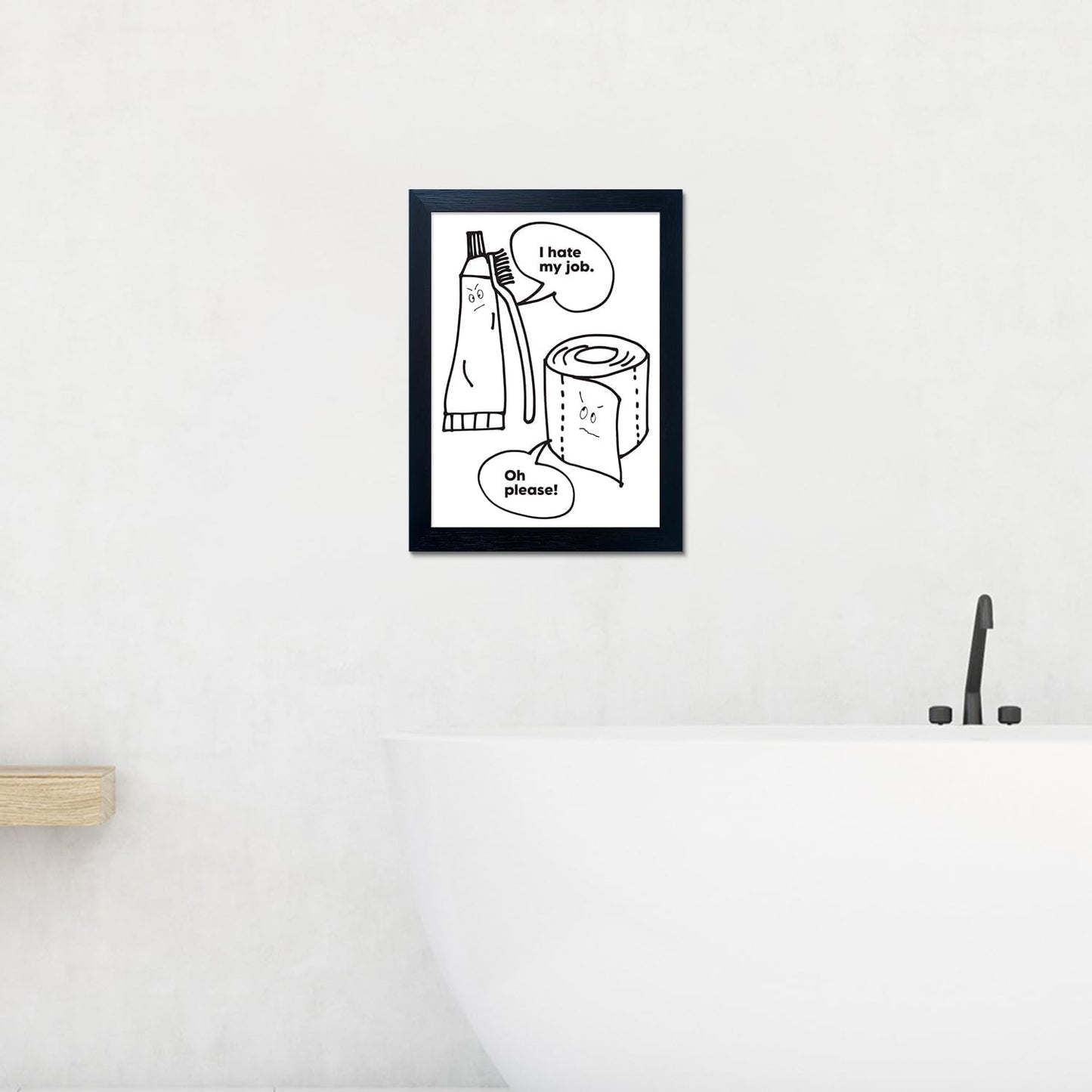 Funny Bathroom Decor Bathroom Prints Painting for Wall Black and White Cnvas Wall Art Framed Washroom Signs