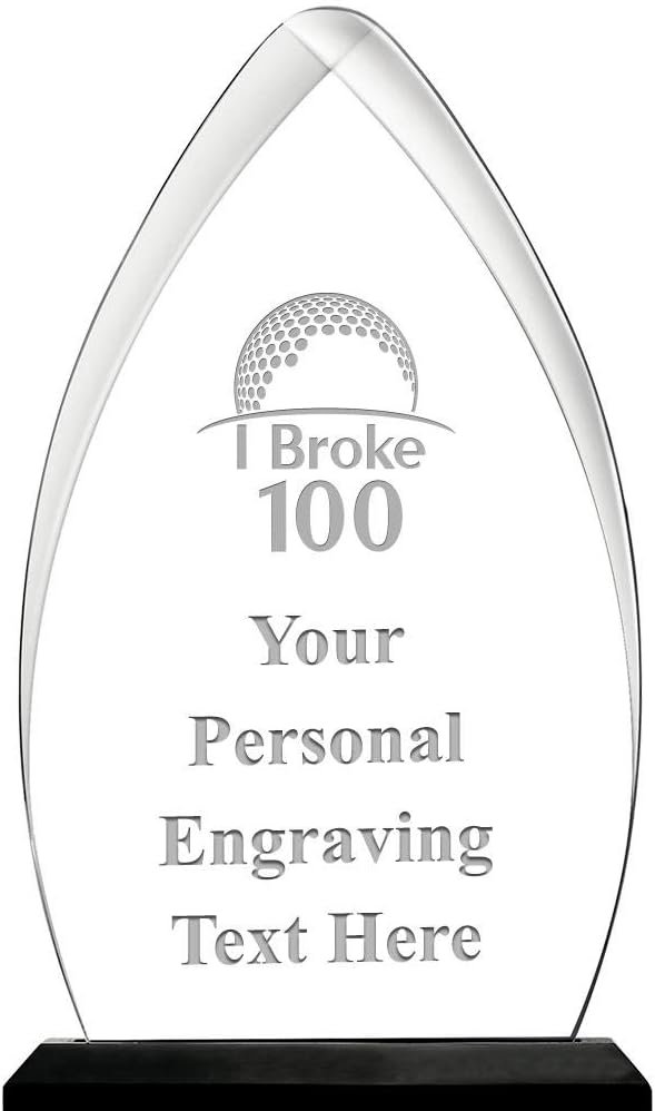Golf Acrylic Award, 6.75" H Personalized I Broke 100 Golf Award with Custom Engraving