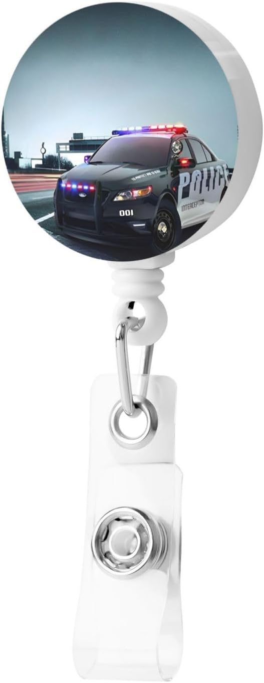 Police Car Badge Reels Retractable Badge Holder with Clip for Id Name Tag Office Worker Student Teacher Nurse Doctor