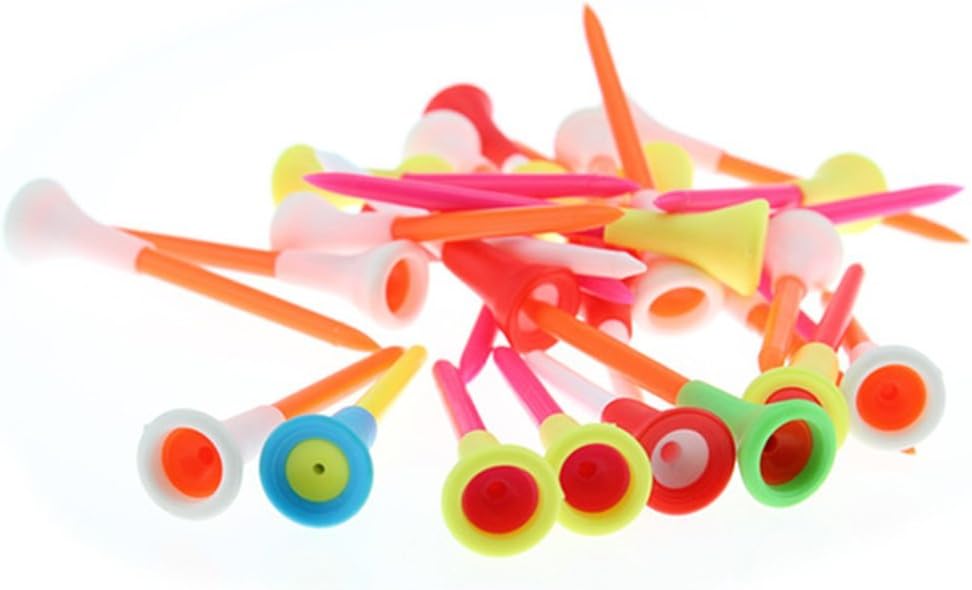 Crestgolf Rubber Cushion Top Plastic Golf Tees Mixed Colors Pack of 50pcs