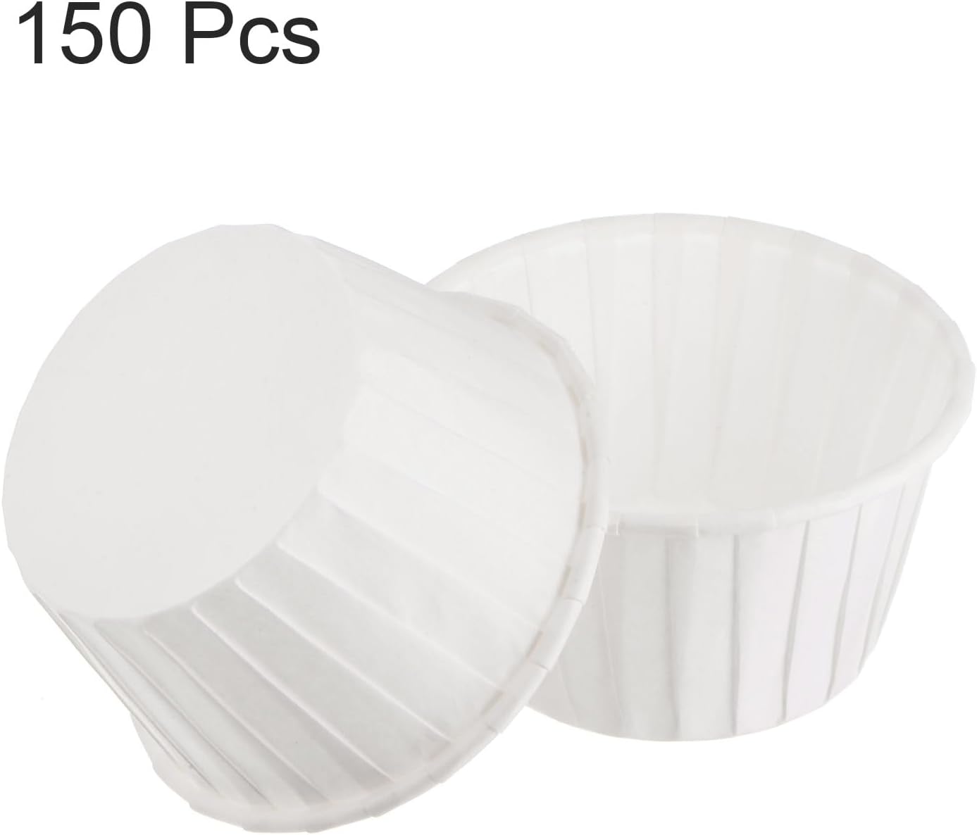 HARFINGTON 150Pcs Cupcake Baking Cups 3.5oz Standard Size Paper Cupcake Liners Greaseproof Wrappers Disposable for Wedding Birthdays Christmas Dessert, White