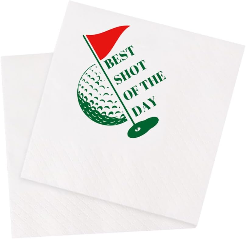 Golf Themed Bachelor Party Cocktail Napkins 50Pcs Best Shot Of The Day Paper Disposable Napkins For Masters Golf Lover Party Table Decorations 5 x 5 2-ply (Best Shot Of The Day)