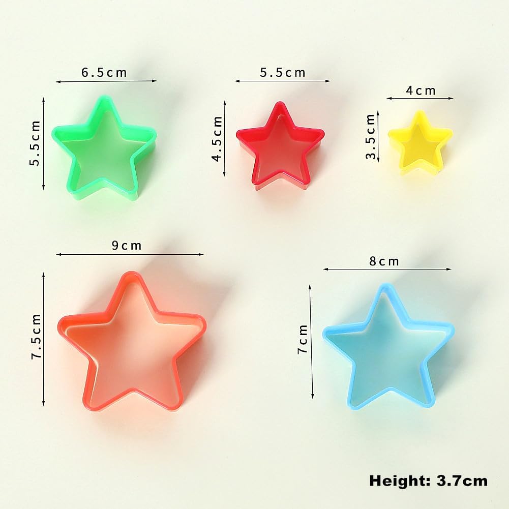 Cookie Cutter Set for Baking, 5PCS Sandwich Fondant Cake Fruit Vegetable Shapes Cutter Set (Star)