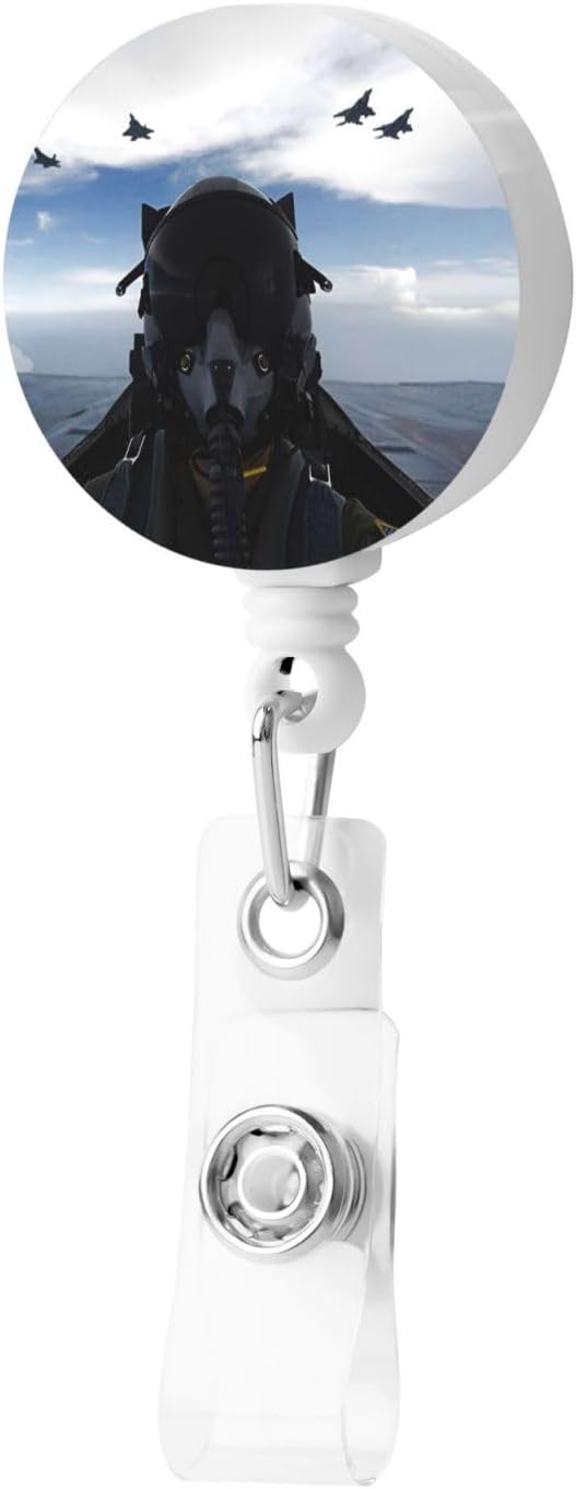 Fighter Pilot Badge Reels Retractable Badge Holder with Clip for Id Name Tag Office Worker Student Teacher Nurse Doctor