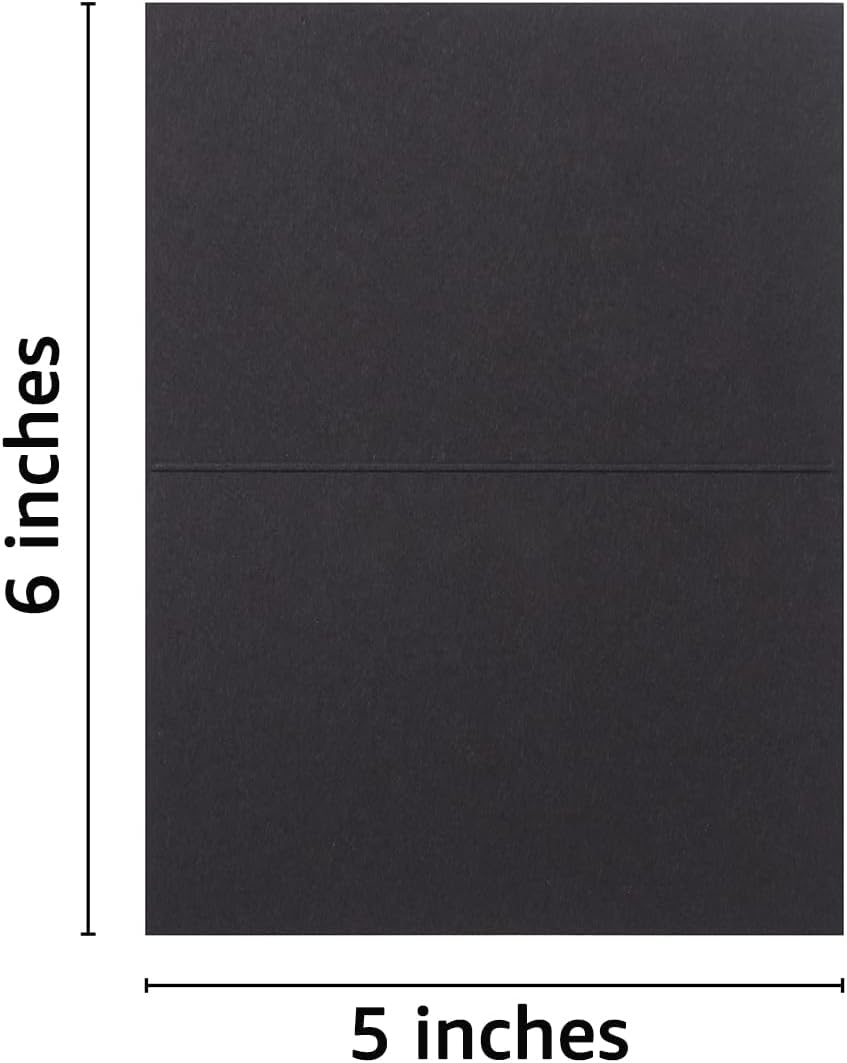 50 Pack Blank Cards Folded Cardstock Thank You Blank Greeting Cards for Invitations, Wedding, Greeting Cards, All Occasion DIY (Black, 3x5)