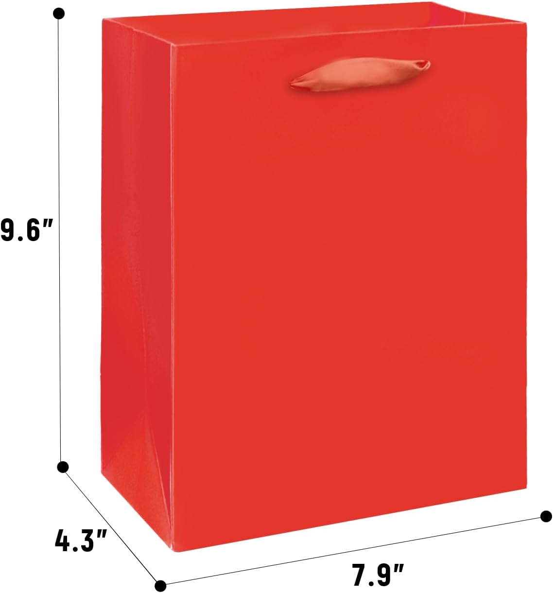 Gcardist Red Gift Bags with Tissue Paper for Wedding, Birthday, Party Supplies-7.9"x4.3"x9.6" Medium Size Cardboard Gift Bags（16pcs Bags +32pcs Tissue Paper ）