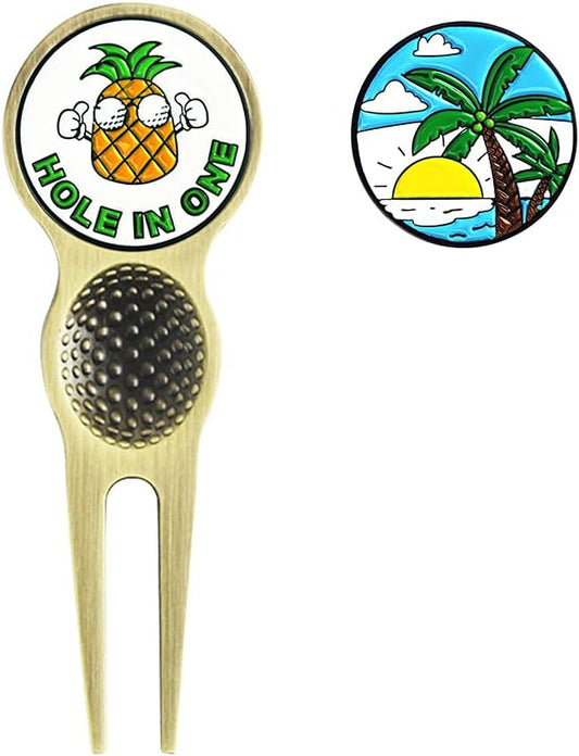 Golf Divot Repair Tool with Removeable Golf Ball Marker Golf Gift for Men Women