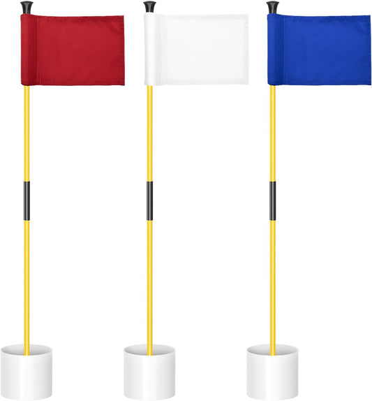 KINGTOP Golf Flagstick Mini, Putting Green Flag for Yard, All 3 Feet, Double-Sided Numbered Golf Flags, Golf Pin Flag Hole Cup Set, Portable 2-Section Design, Gifts Idea