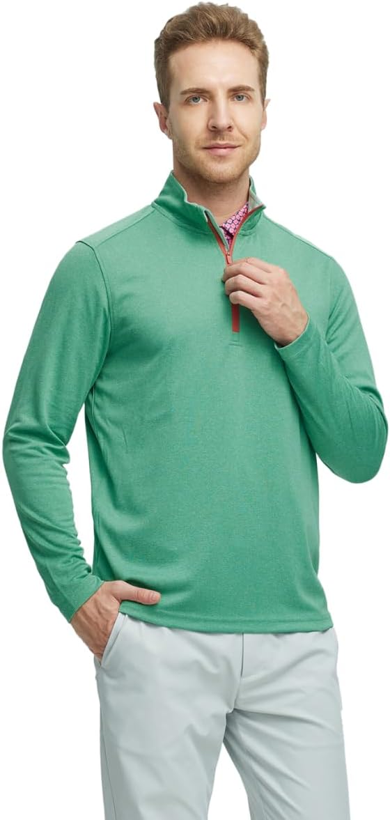 M MAELREG Quarter Zip Golf Pullover Men Dry Fit Long Sleeve Performance Wicking Mock Neck 1/4 Zip Pullover Mens Sweatshirt