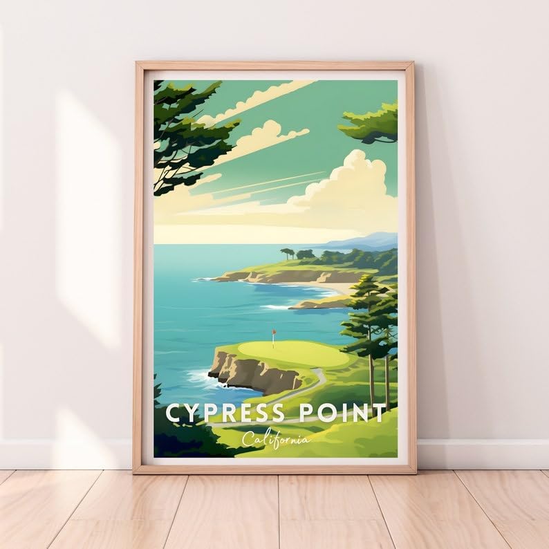Nationcog Cypress Point Golf Course Poster, Vintage California Wall Art Print, Retro Coastal Landscape Decor, Classic Sports Artwork for Home or Office (Unframed) (20x30)