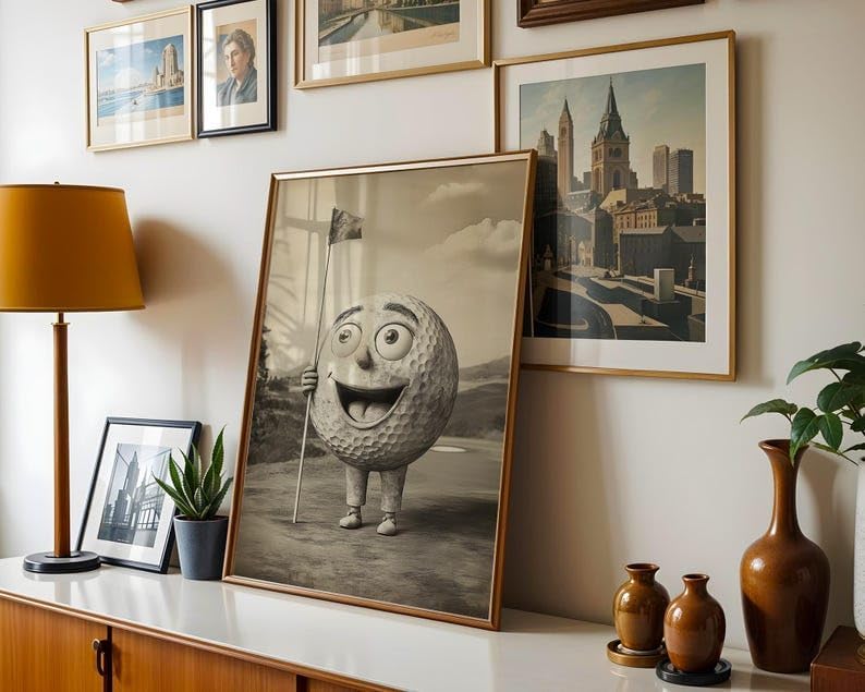 Nationcog Vintage Black and White Golf Wall Art, Retro Sports Photography Print for Bar, Office or Game Room Decor, Classic Golfer Artwork Gift for Dad (Unframed) (9x11)