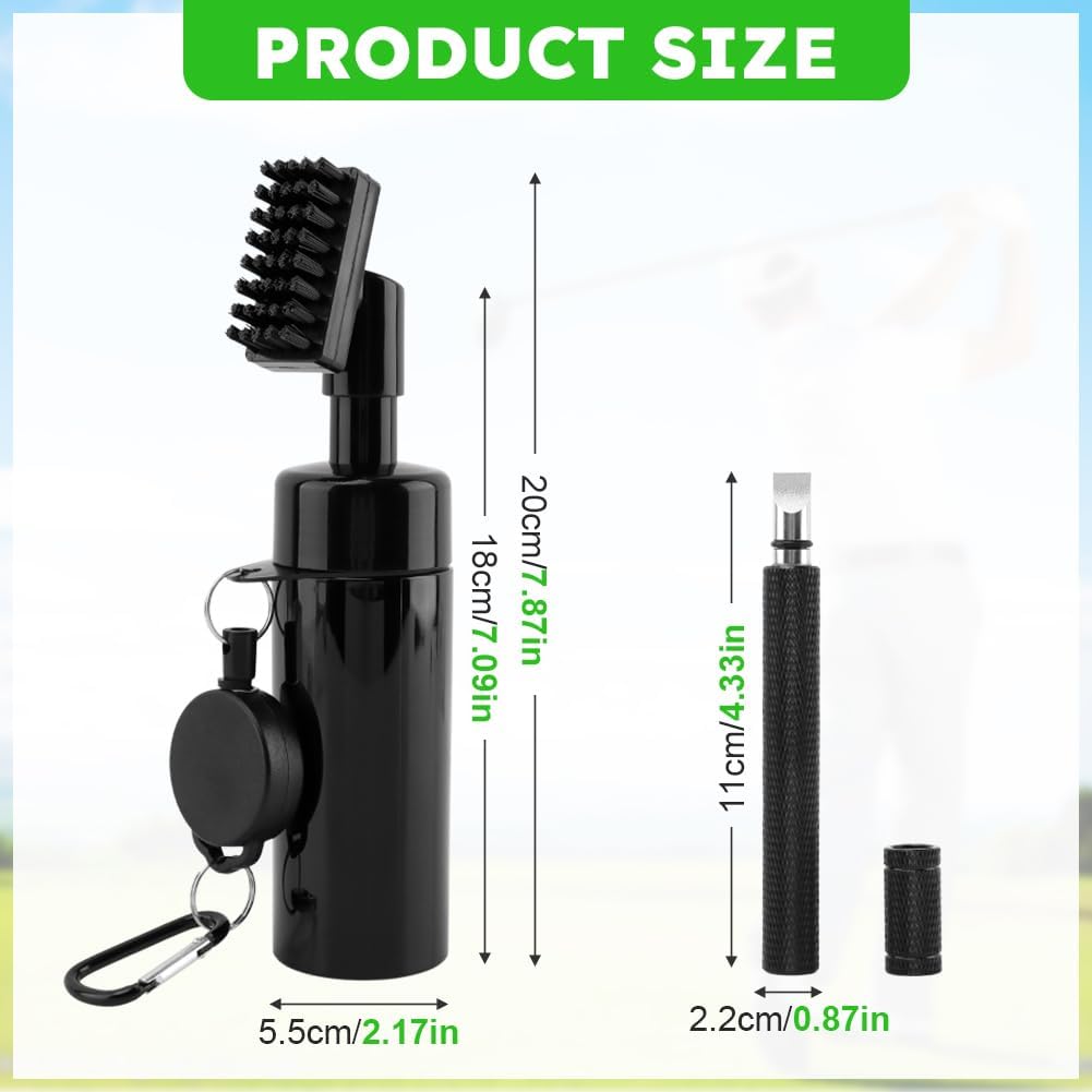 Golf Club Brush with Golf Groove Sharpener Golf Cleaning Kit Golf Water Brush with Retractable Clip Leak-Proof Press Water Bottle Hold 5oz of Water Best Golf Gifts for Men