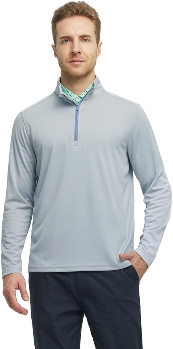M MAELREG Quarter Zip Golf Pullover Men Dry Fit Long Sleeve Performance Wicking Mock Neck 1/4 Zip Pullover Mens Sweatshirt