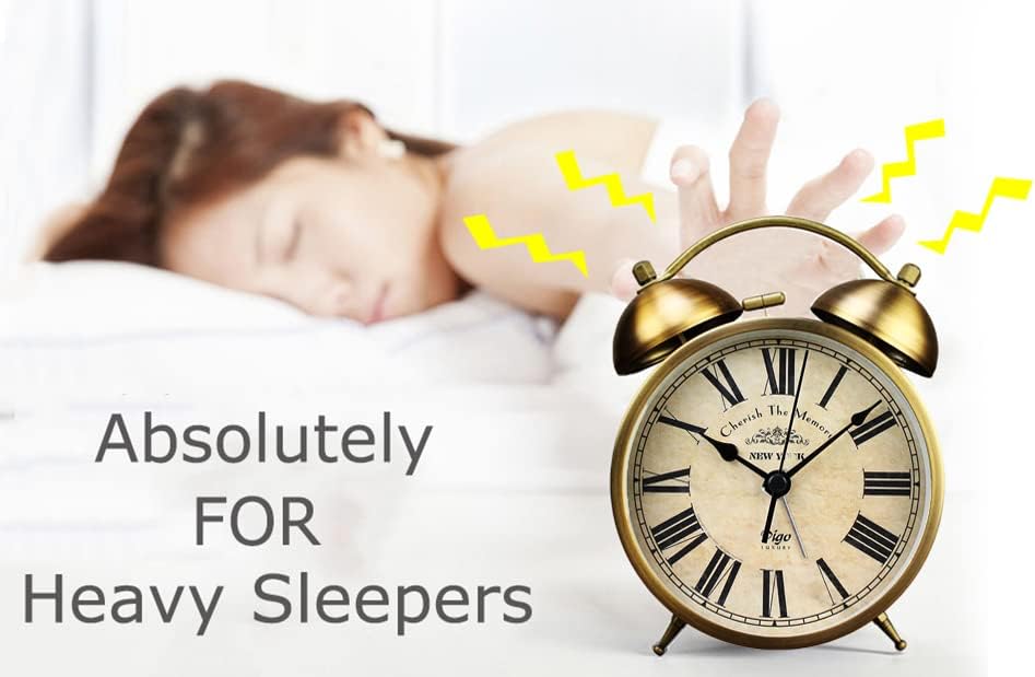 Maxspace Metal Golden Table Clock, Retro Vintage Non-Ticking Small Alarm Clock,Battery Operated Silent Quartz Movement HD Glass Desk Clock for Bedroom Living Room Indoor Decoration Kids… (Roman3)