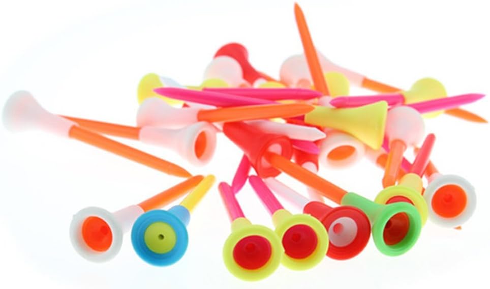 Crestgolf Rubber Cushion Top Plastic Golf Tees Mixed Colors Pack of 50pcs