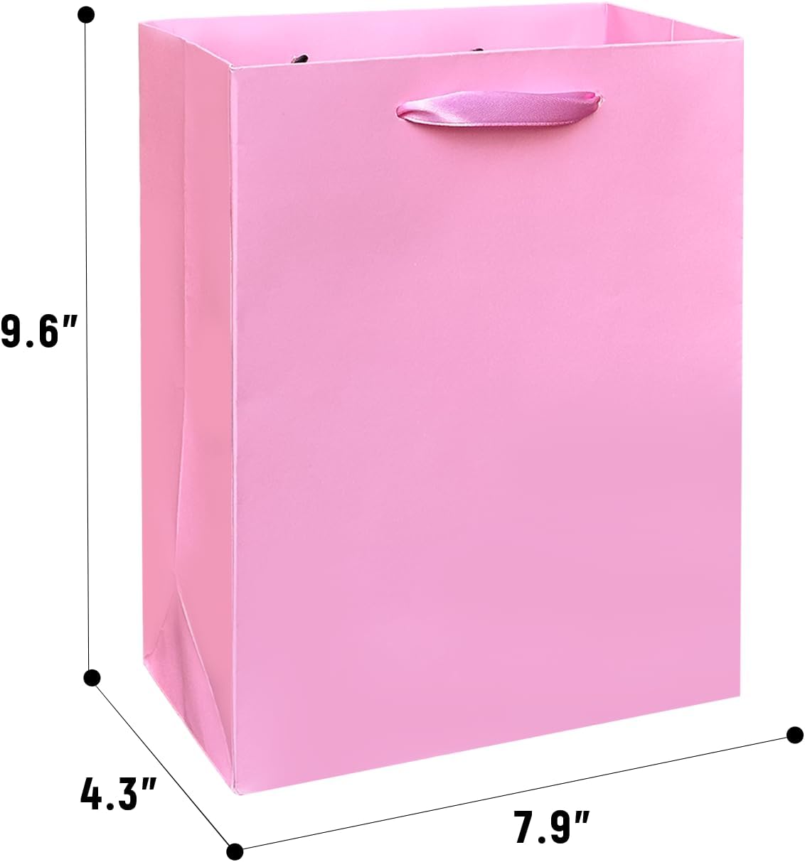 Gcardist Pink Gift Bags with Tissue Paper for Wedding, Birthday, Party Supplies-7.9"x4.3"x9.6" Medium Size Cardboard Gift Bags（16pcs Bags +32pcs Tissue Paper ）