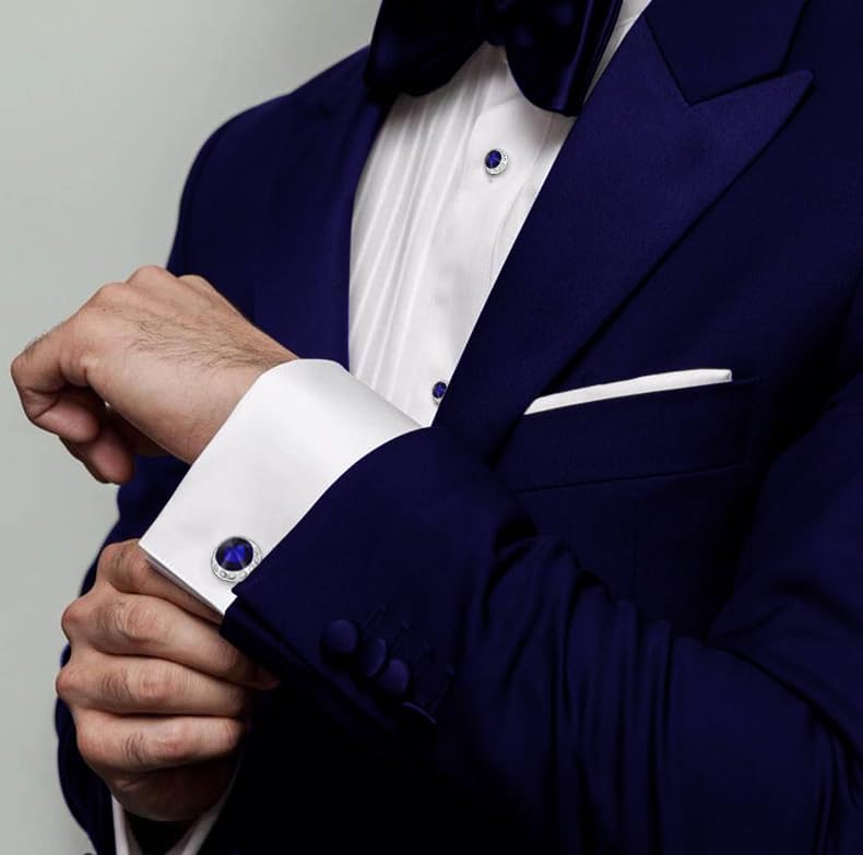 HAWSON Birthstone Tuxedo Studs and Cufflinks Set for Men's Suit Tuxedo Formal Dress Shirt Wedding Business Party Accessories