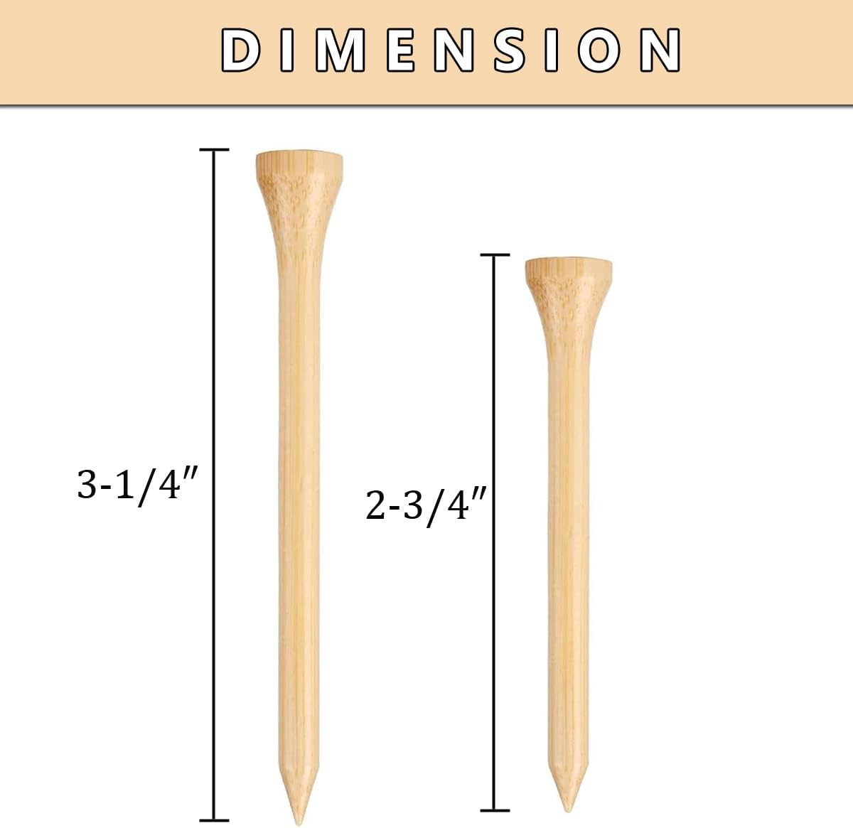 MAZEL Natural Wood/Bamboo Golf Tees 2 3/4 Inch & 3 1/4 Inch,Pack 50 or 120,Reduce Friction & Side Spin,More Stable Golf Tees