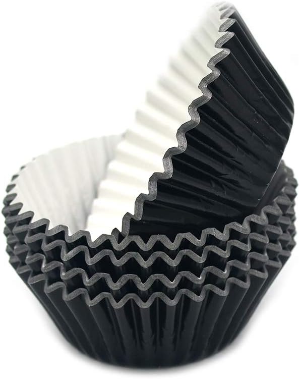 Standard Black Foil Cupcake Liners Muffin Baking Cups for Party and More, 100-Count