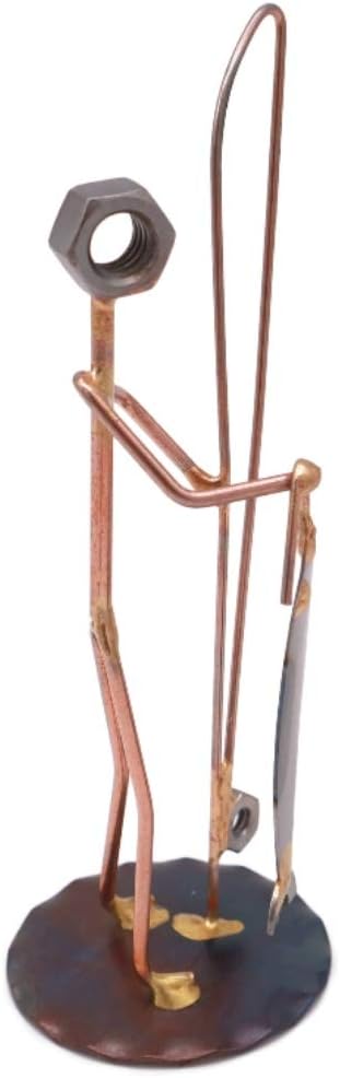 Fisherman with Fish Collectible Handmade Metal Art Figurine, Desk Accessories, Trophy, Boss Gift, Office Décor, Outdoor Sports, Fishing