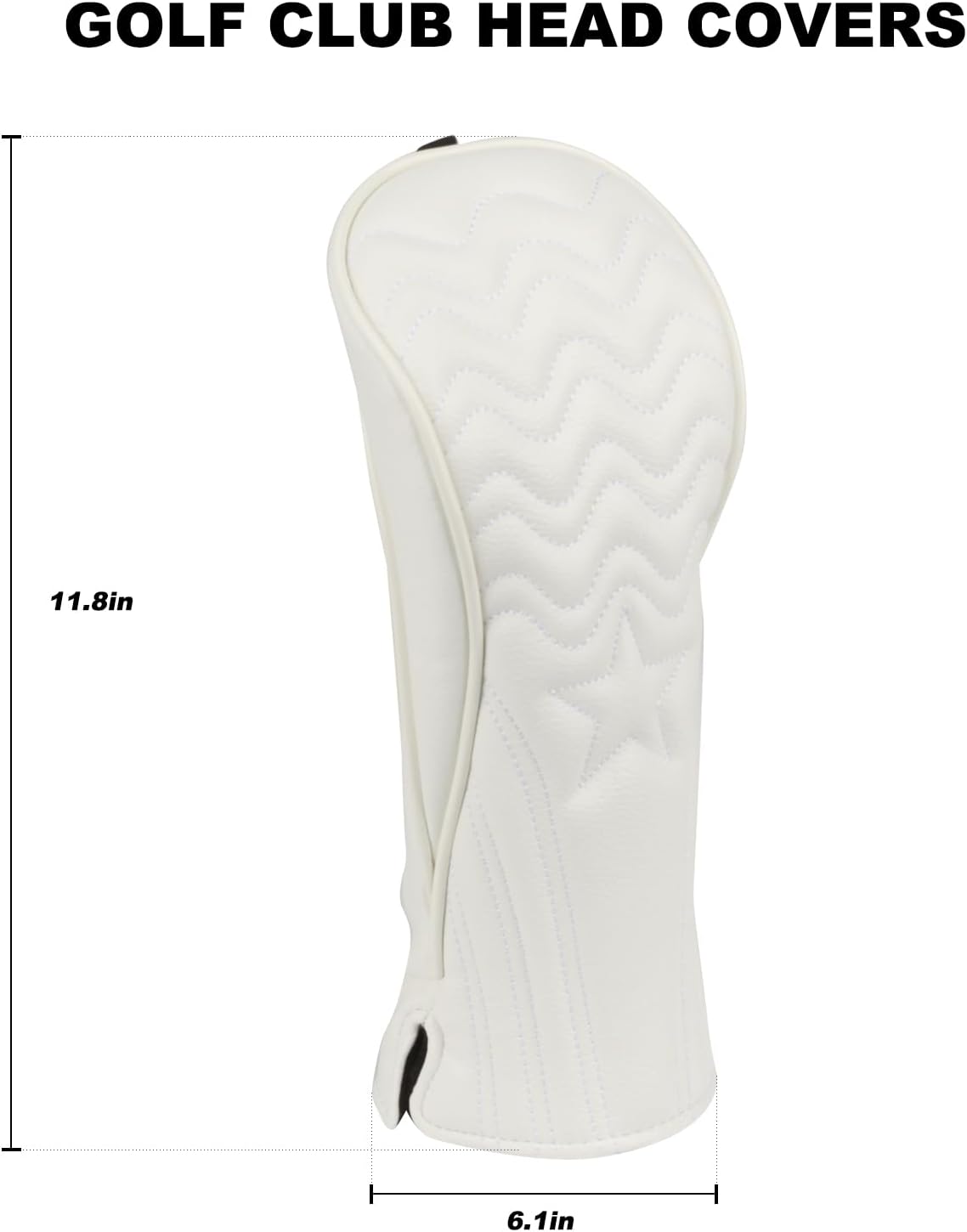 4pcs or 1pc Golf Club Head Covers for Woods, Driver, Fairway, Hybrid – Premium PU Leather with Interchangeable Tags & Magnetic Blade and Mallet Putter Covers