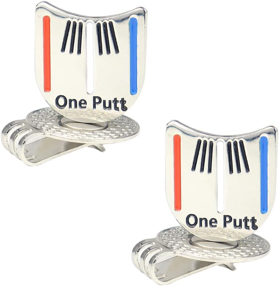 2 Pack Golf Putting Alignment Tool Golf Ball Marker Putting Putt Alignment Aiming Tool Ball Marker Metal Magnetic Hat Clip Golf Ball Marker