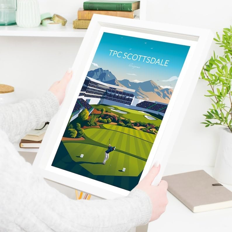 Nationcog WM Phoenix Open Golf Print - TPC Scottsdale Stadium Course 16th Hole, Arizona, TPC Scottsdale Golf Poster, Arizona Golf Course Art, Stadium Hole 16 Print (Unframed) (16x24)