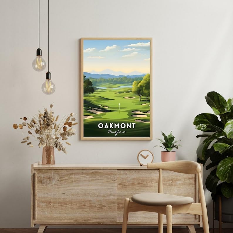 Oakmont Golf Course Poster, Vintage Pennsylvania Travel Wall Art Print, Retro Country Club Artwork, Classic Golf Decor Gift for Enthusiasts (Unframed) (16x24)