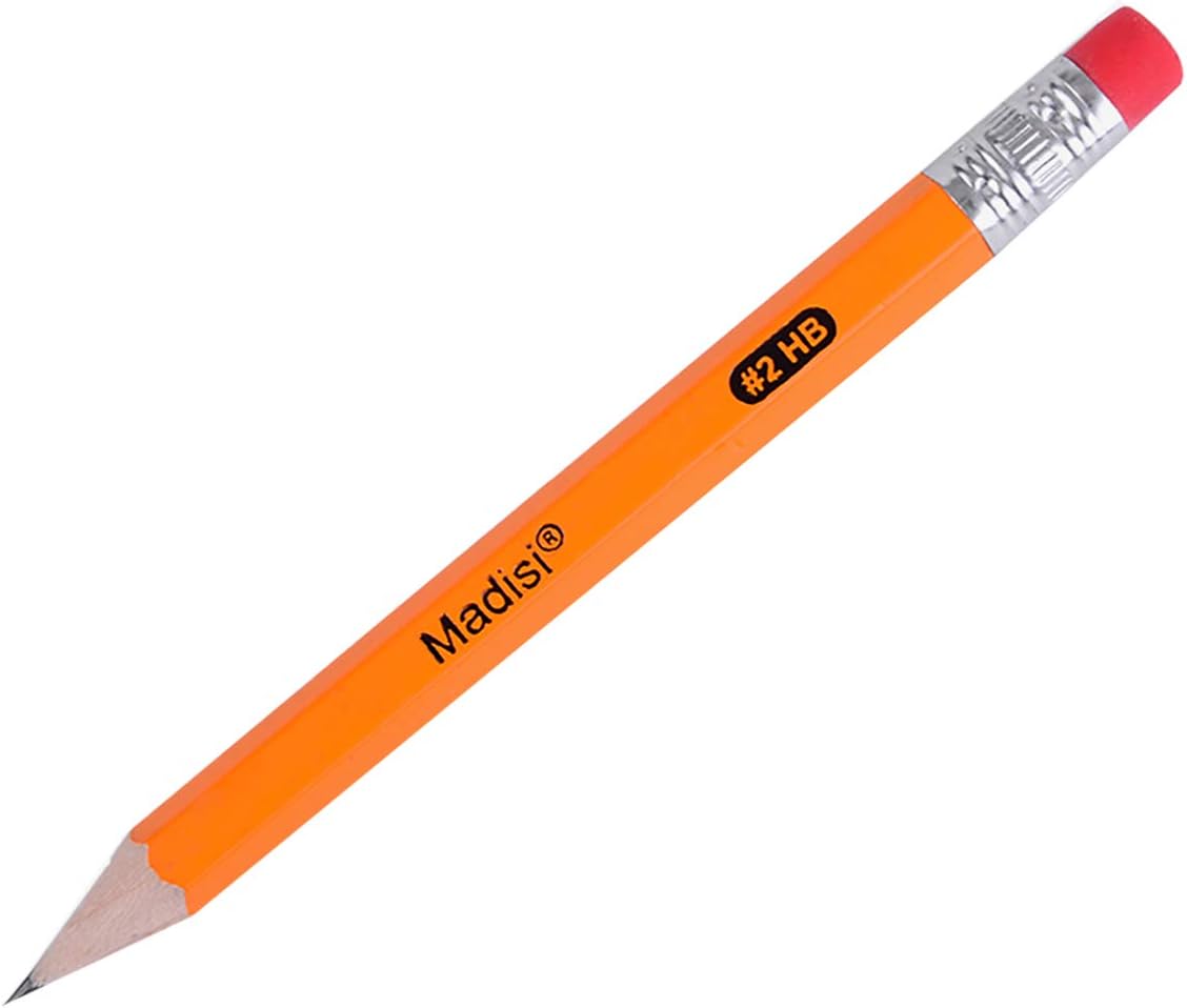 Madisi Golf Pencils With Eraser, #2 HB Half, 3.5" Mini, Pre-Sharpened, 96 Count