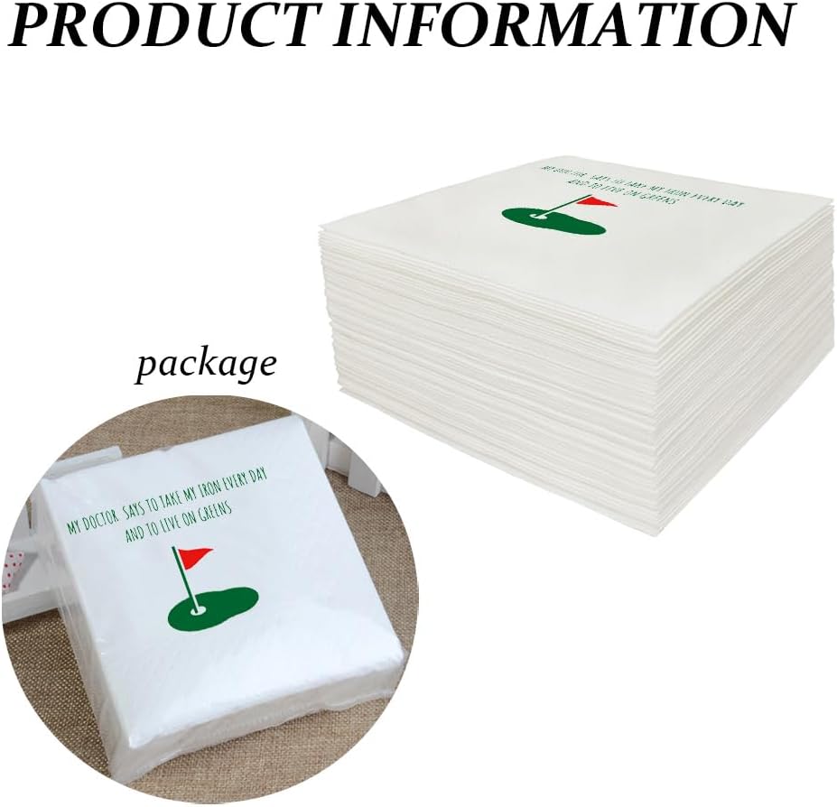 Funny Golf Ball Cocktail Napkins 50Pcs My Doctor Says To Take Iron Every Day Live On Greens Disposable Napkins For Golfer Country Club Cave Bar Gift Party Table Decor 5 x 5 2-ply (My Doctor)