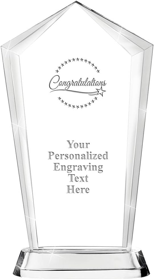Crown Awards Customizable Crystal Trophy, 12.20" Engraved Skyscraper Crystal Award