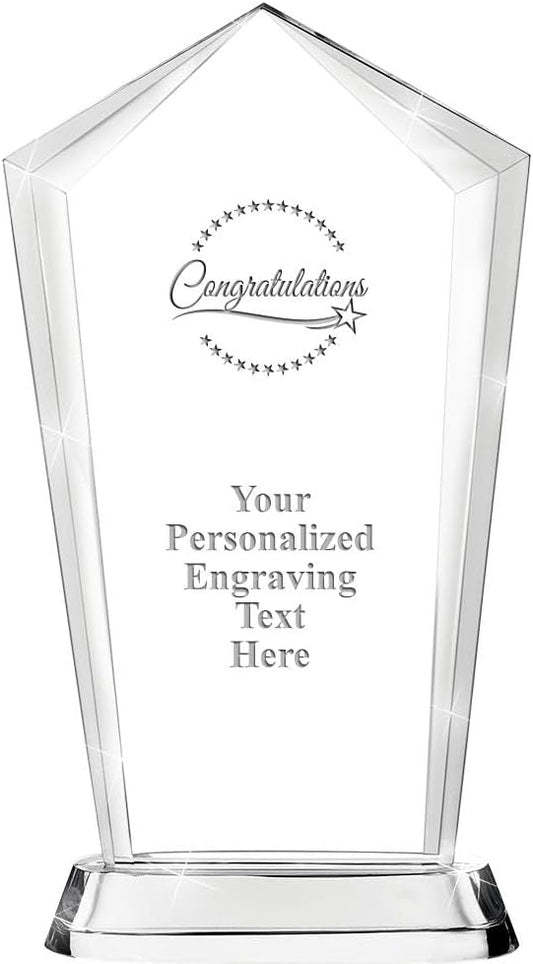 Crown Awards Customizable Crystal Trophy, 12.20" Engraved Skyscraper Crystal Award