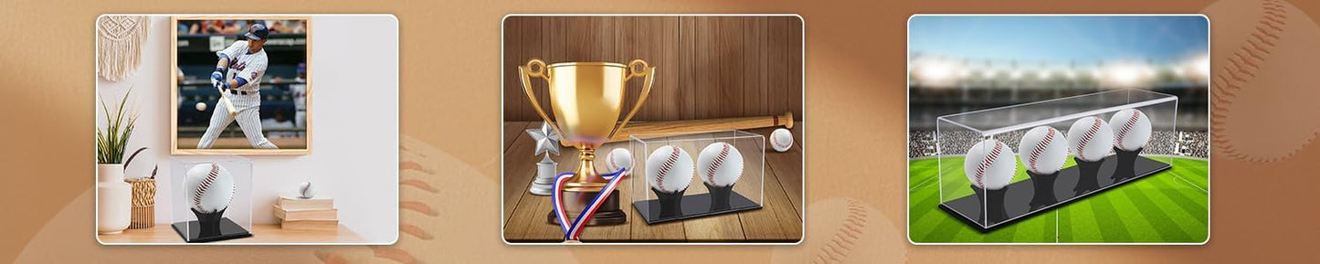 Baseball Display Case, Acrylic Baseball Case for Display, UV Protected Baseball Display Cube, Autographed Baseball Clear Display Case -4pack for Official Size Ball