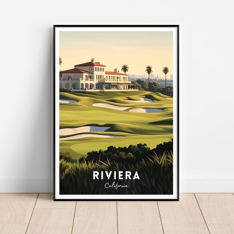 Nationcog Riviera Golf Poster, Vintage California Travel Style Wall Art Print, Retro Scenic Golf Artwork, Classic Decor for Office, Man Cave or Home (Unframed) (20x30)