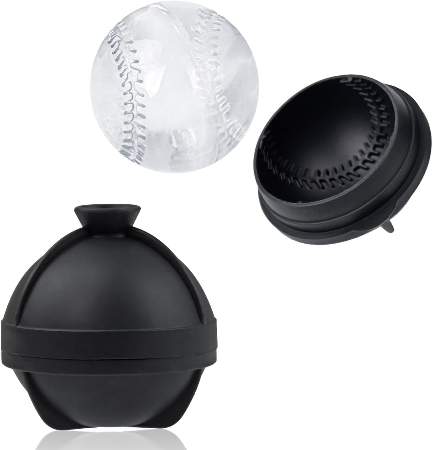 Bangp Baseball Ice Cube Molds Set of 4,Whiskey Round Ice Cube Molds,Novelty Sphere Ice Molds Create 2.5 Inch Baseball Shaped Ice Balls - Each Stone Keeps Your Drinks Cool and Unique,for Men and Women