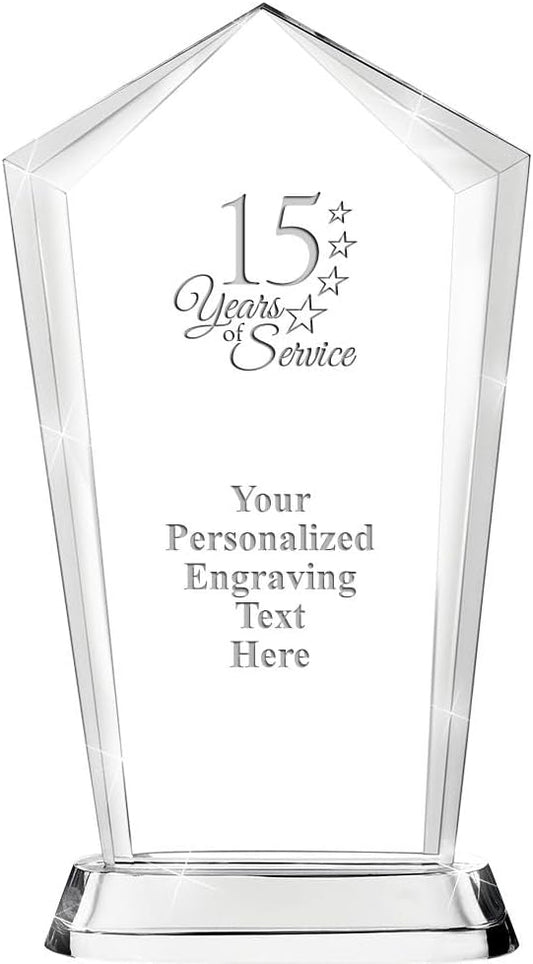 Crown Awards Customizable Crystal Trophy, 12.20" Engraved Skyscraper Crystal Award