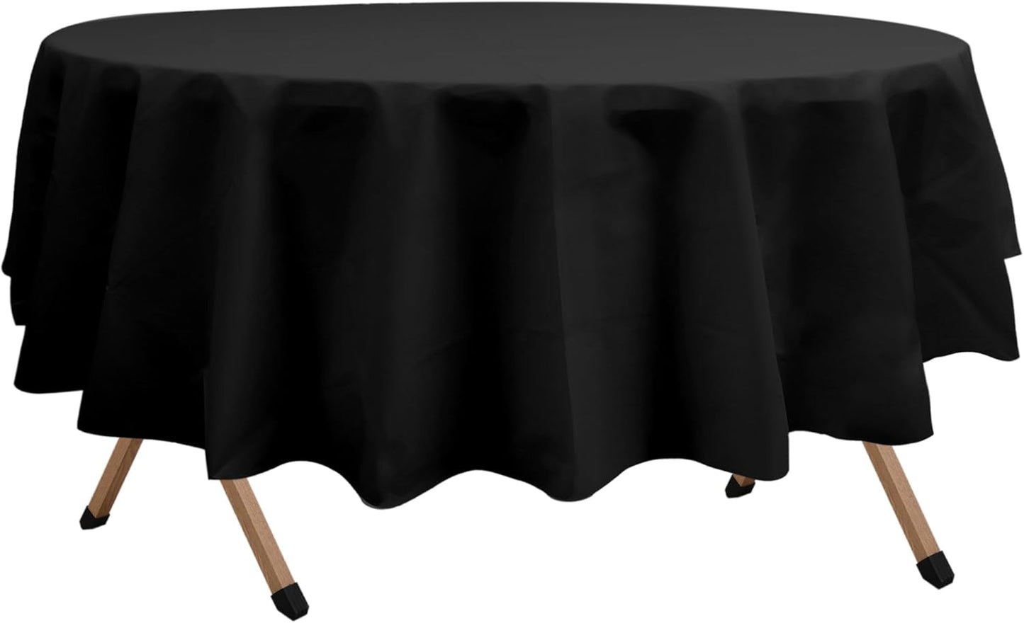 2 Pack Black Premium Plastic Tablecloth Round 84 Inches Reusable Onyx Black Decorative Table Cover for Dining, Wedding, Party, Indoor and Outdoor use