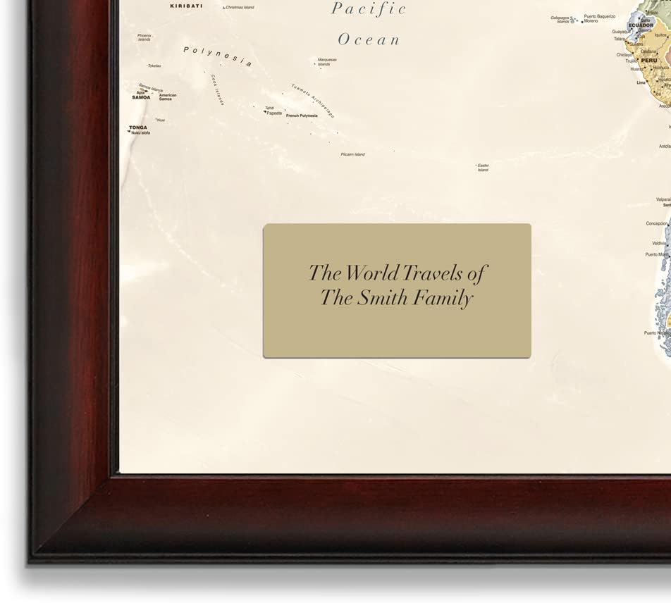 Map Your Travels Deluxe Push Pin World Map | Premium Wood Frame | Personalized Gift Map | Handmade in Minnesota | 33" x 21"