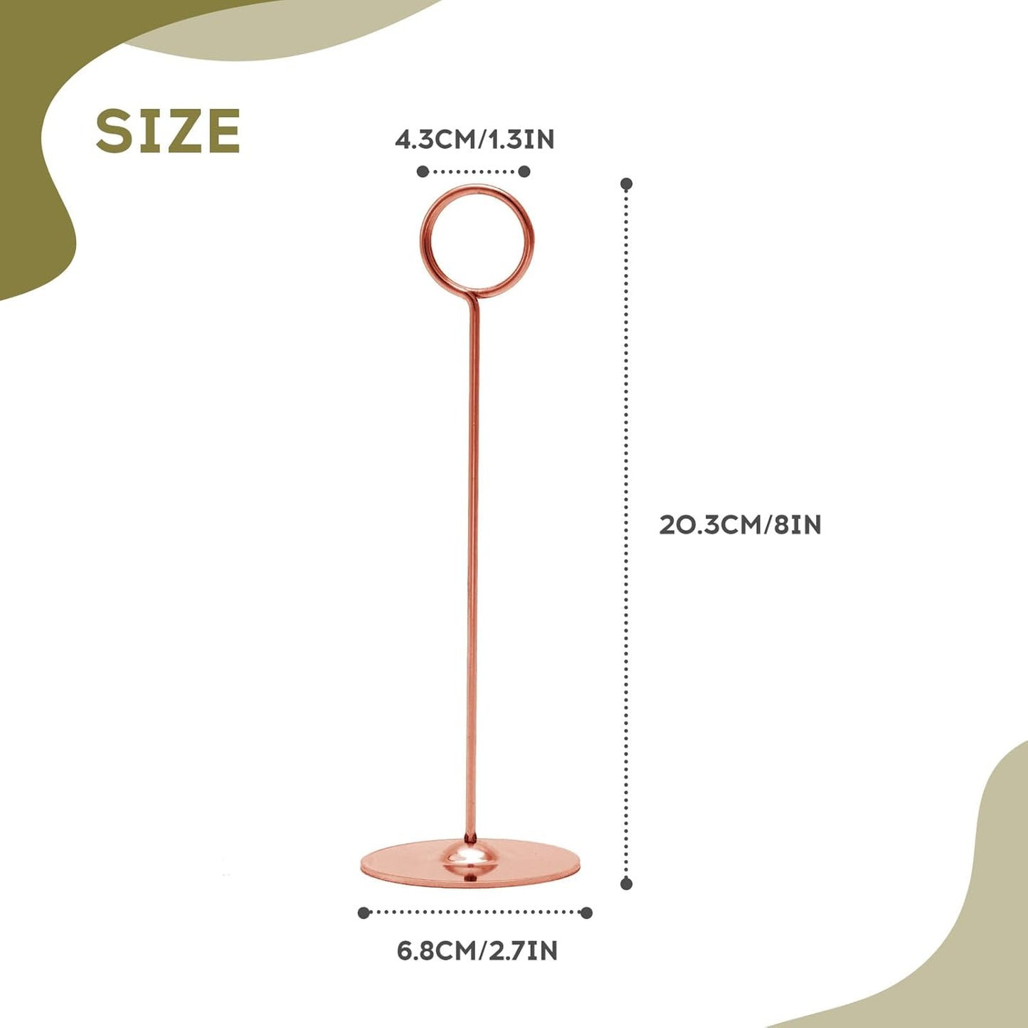 Urban Deco 16 Pieces Table Card Holder 8 inches Table Number Holders Place Steel Card Holders for Photos, Food Signs, Memo Notes, Weddings, Restaurants, Birthdays (Rosegold)