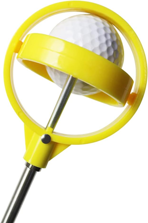 Golf Ball Retriever Or Pick Up Tool with Automatic Extendable, Stainless for Water Bush White Yellow 2 Colors Gift for Golfer