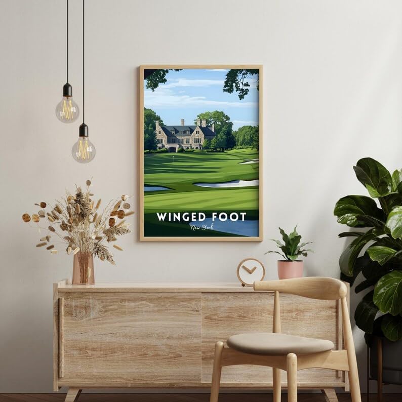 Nationcog Winged Foot Golf Wall Art Print, Classic New York Course Poster for Office or Home, Vintage Decor for Men, Thoughtful Gift for Dad or Husband, Timeless Golf Art (Unframed) (20x30)