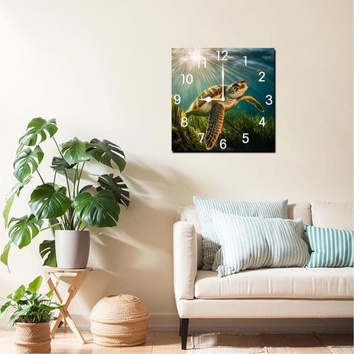 Tennis Square Clock Silent No Tick Battery Powered Home Decor Wooden Wall Clock for Living Room Kitchen Bathroom Farmhouse 10inch