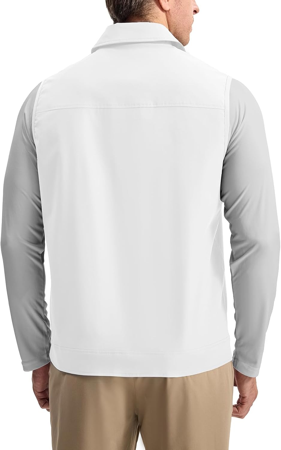 Rdruko Men's Golf Vest Lightweight Outerwear Windproof Water Resistant Grid Lining Vest with Zipper Pockets for Casual