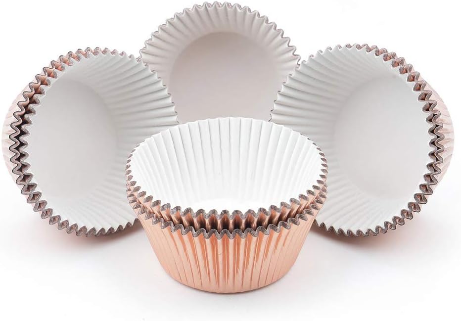 Gifbera Rose Gold Foil Cupcake Liners Standard Baking Cups Muffin Wrappers for Wedding Birthday, 200-Count
