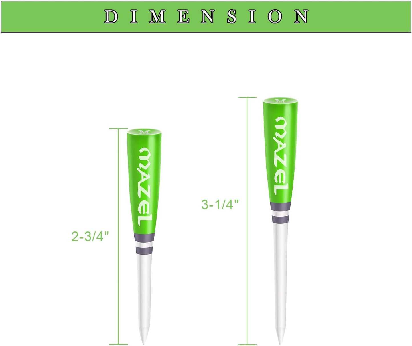 MAZEL Natural Wood/Bamboo Golf Tees 2 3/4 Inch & 3 1/4 Inch,Pack 50 or 120,Reduce Friction & Side Spin,More Stable Golf Tees