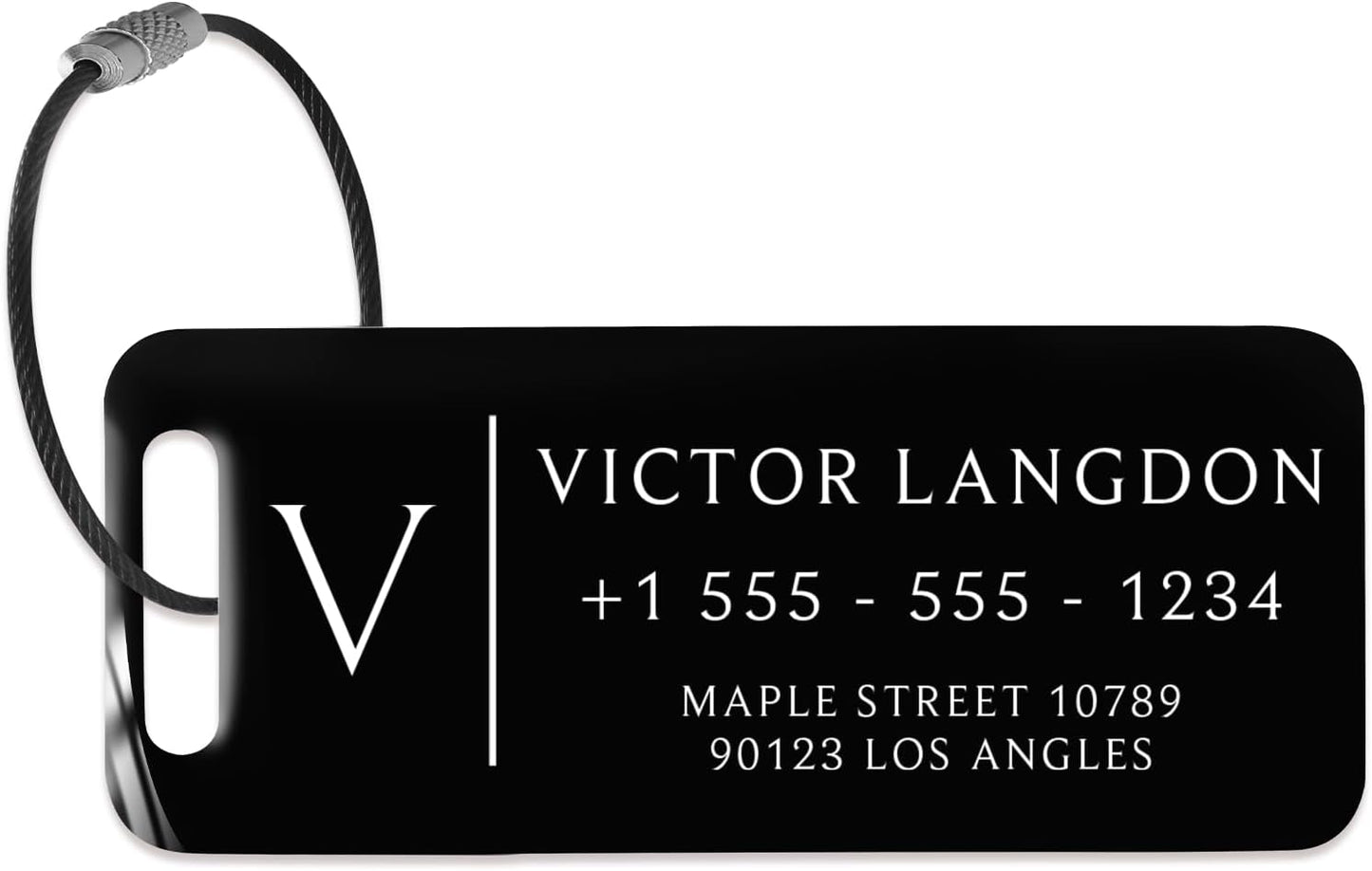 Personalized Luggage Tags for Suitcases - Stainless Steel Custom Luggage Tags for Backpacks & Bags, Sturdy, Waterproof & Heavy Duty (Black / 3" x 1.25")