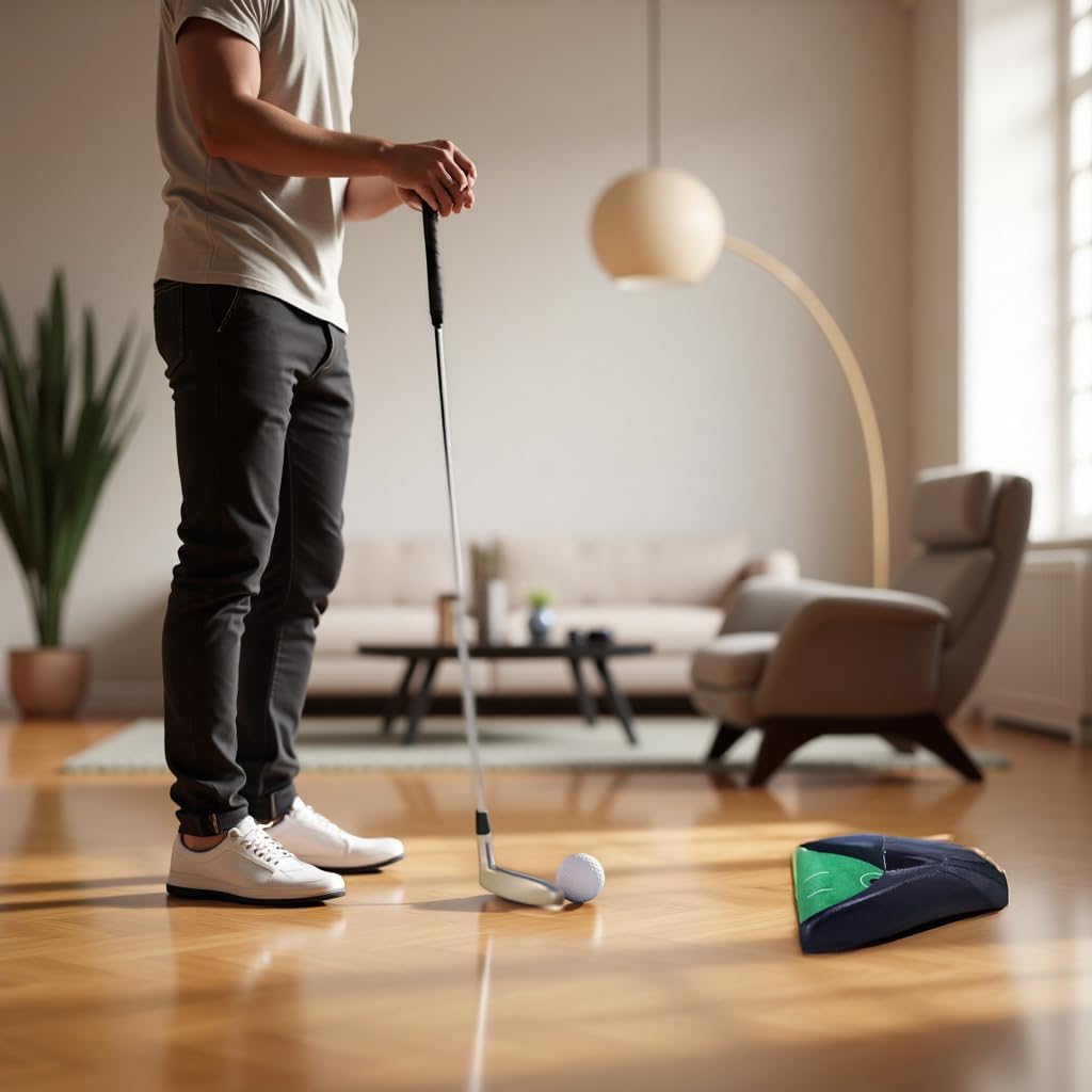 Golf Putting Return Machine - Green with Ball Kick Back Mat, Battery-Powered Return, Practice at Home, Office, Parties